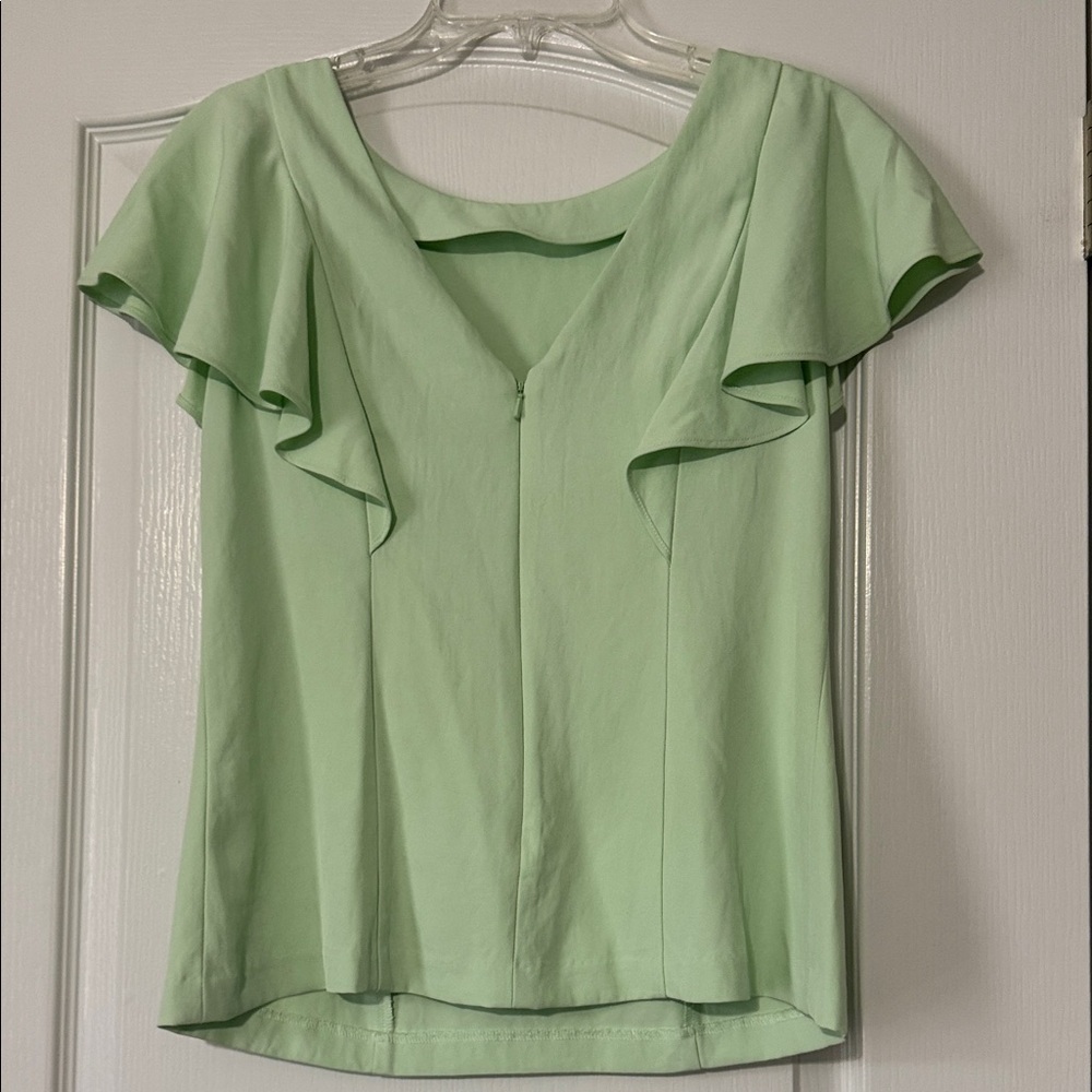 Banana Republic Mint Green Ruffle Sleeve Women's Top Size 4 - Picture 2 of 2